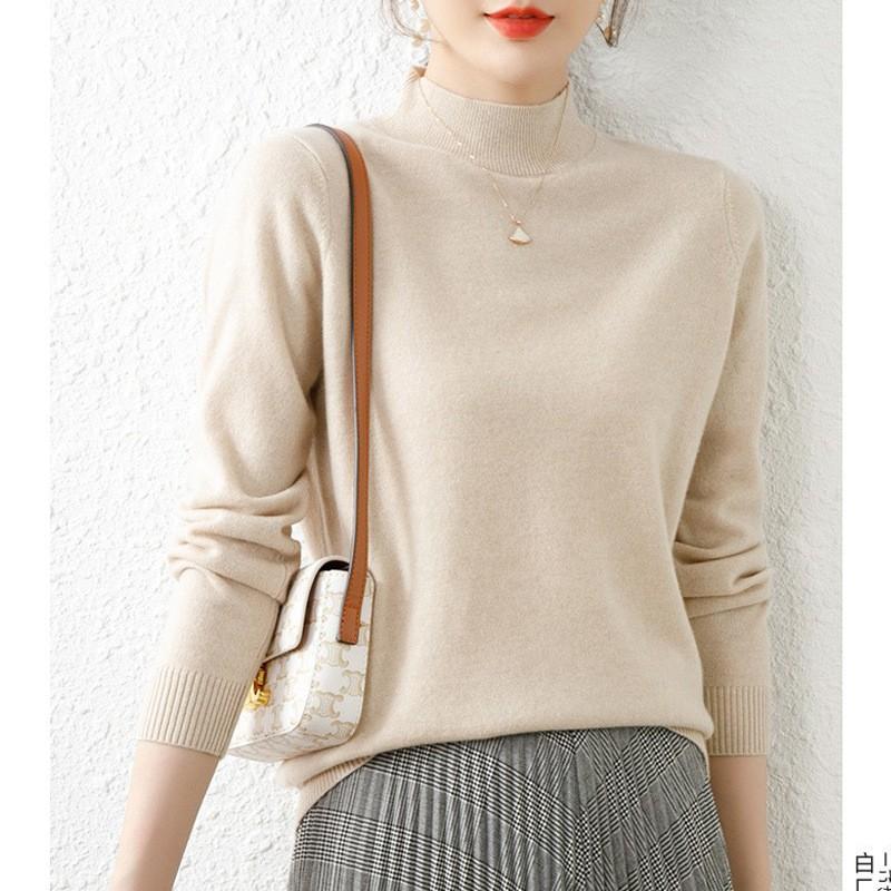 The new style of beautiful temperament half-turtleneck bottoming shirt women's inner slim knit sweater long-sleeved autumn and winter sweater