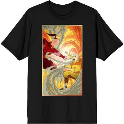 Avatar The Last Airbender Aang and Zuko Fighting Black Graphic Tee