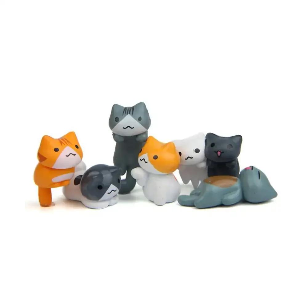 

6 шт. милые мини-украшения в виде мультяшных кошек, украшение для края экрана автомобиля, модель микропейзажа кошки, милые аксессуары для автомобиля, подарки