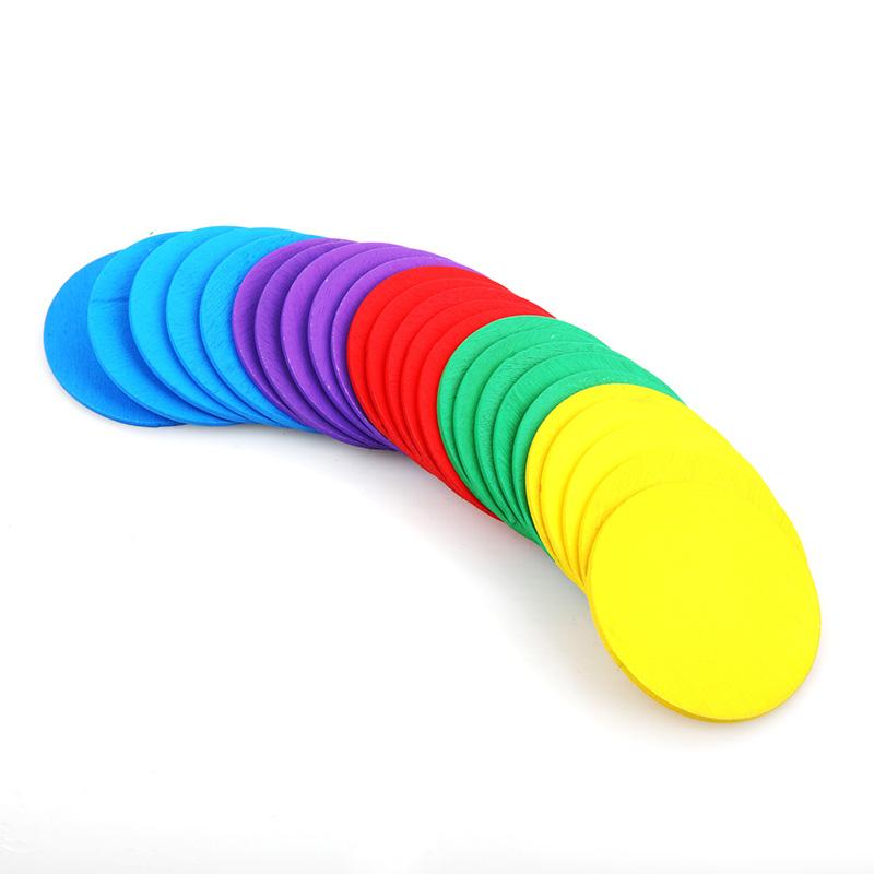 50 Pcs Wooden Pieces Puzzle Board Game Colorful Chess Pieces For Diy Games Accessories 25Mm