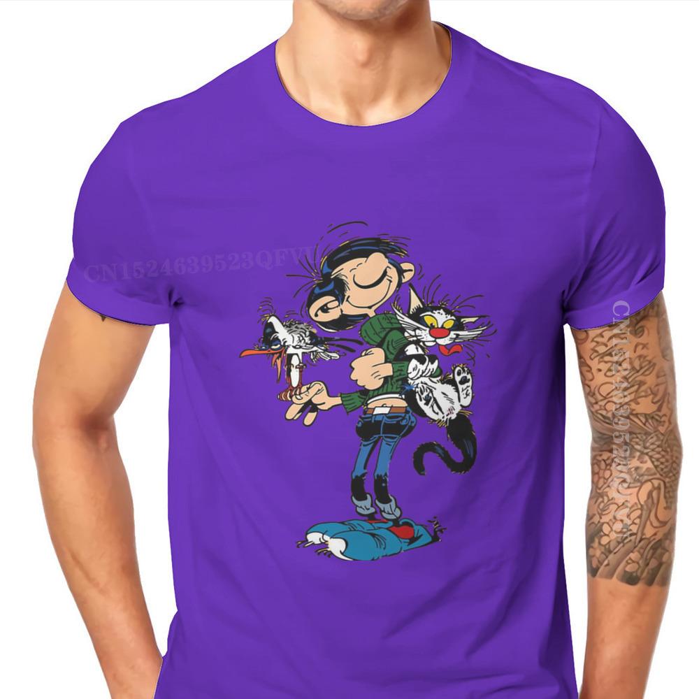 GUOYAN TOP Gaston Lagaffe Strips Katoenen T-shirts De Tweeling Van Gokker Personaliseren Man Mannen T-shirts Grappig T-shirt T-shirt Kleding Oversized M
