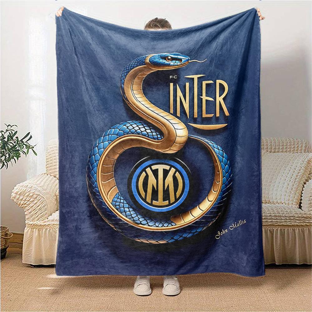 Coperte con Logo Snake Inter Milan in Flanella Stampata Traspiranti Calde Plaid per Casa Ufficio Copriletti 0708a92