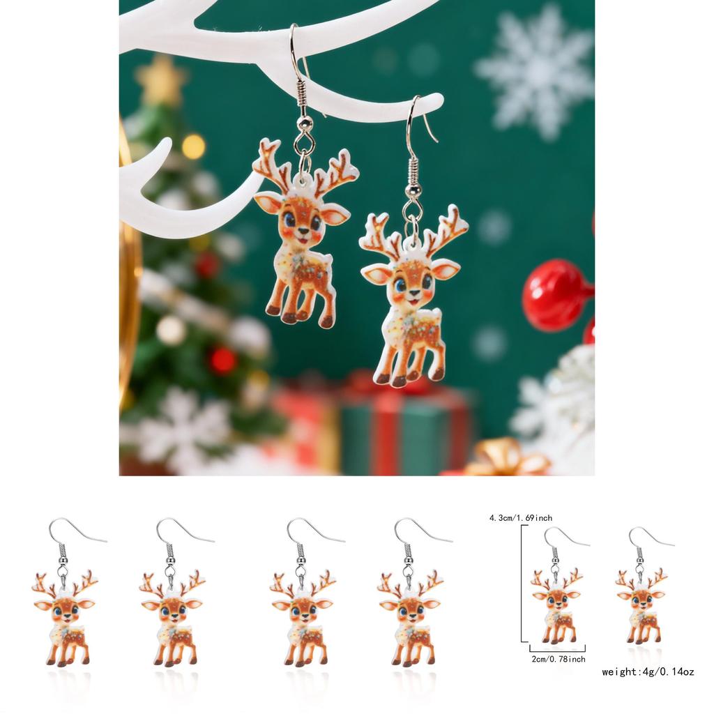 Holiday Themed Acrylic Ear Jewelry With Electroplated Finish For Winter Celebrations