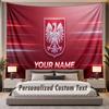 Custom Name Text Tapestry Poland Football Personalized Polyester Wall Tapestry For Bedroom And Room