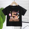 New Capybara Summer Birthday Number Pure Cotton Print Kids T Shirts Short Sleeved Cute Children's T-shirt