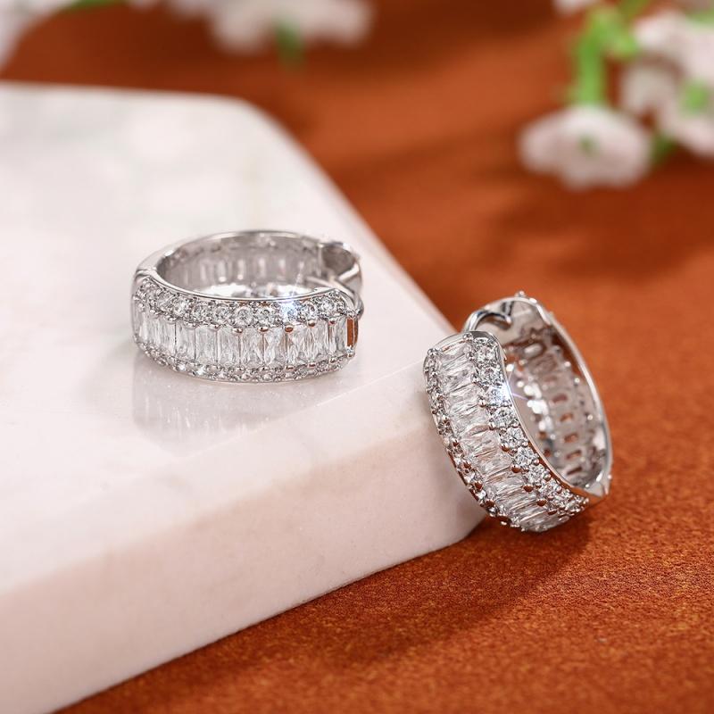 Classics Hoop Earrings for Engagement Party Versatile Silver Color Accessories Daily Wear Cubic Zirconia Female Jewelry