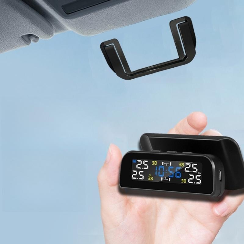 Solar Tire Pressure Monitor With Easy To Install External Sensors & Clear Display Suitable For Daily Commute Long Trips