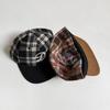 Vintage college plaid baseball hat women's new face peaked cap flat-brimmed hip-hop hat