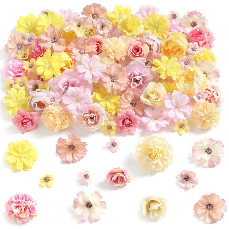 50Pcs Mini Rose Artificial Flowers Heads Fake Flower for Home Decor Wedding Decoration Bride DIY Craft Handmade Gift Accessories