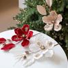 Red Gold Christmas Poinsettia Glitter Xmas Decorative Flowers  Wedding Party