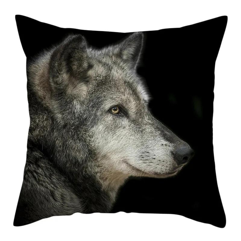 Home Decor Wildlife Print Cushion Cover Wolf King Photo Pillow Cover Home Sofa Decoration Pillowcase X
