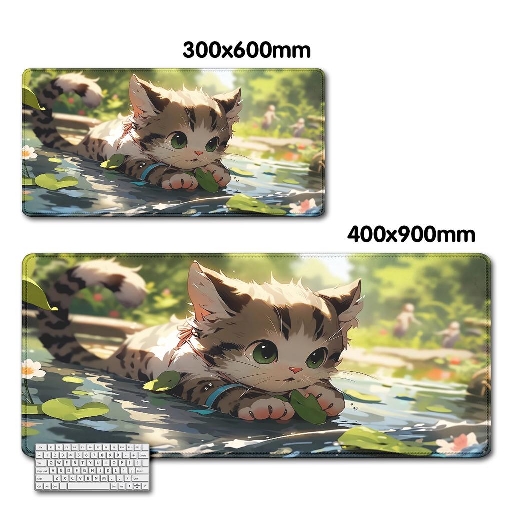 Cute Cat Large Gaming Keyboard Mouse Pad XL Green Plant Computer Gamer Tablet Mause Pad Long Mousepad XXL 900x400 Play Mice Mats