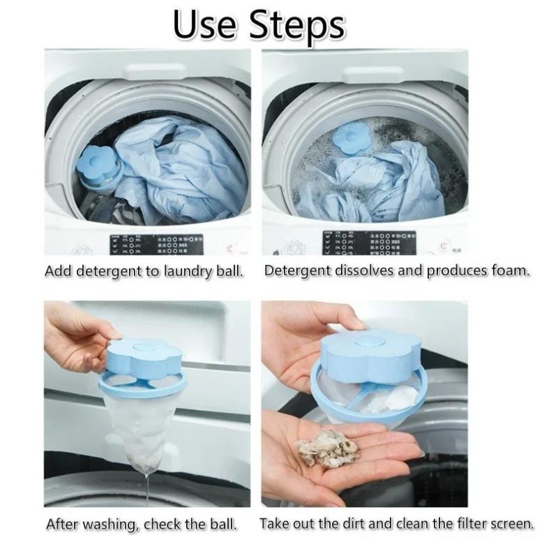 1PC Household Washing Machine Floating Object Filter Mesh Bag Filter Hair Remover Stain Remover Flower Shaped Washing Ball