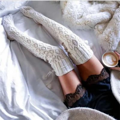 1 Pair Women Autumn Winter Warm Long Socks Knitted Wool Knee Socks