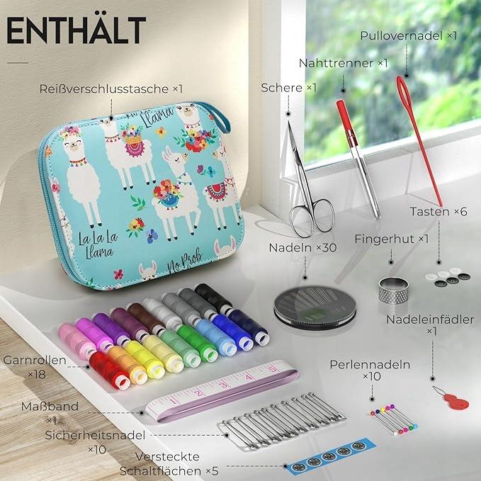 Juning Sewing Kit With Case, Thread, Needles, Scissors, Travel Emergency