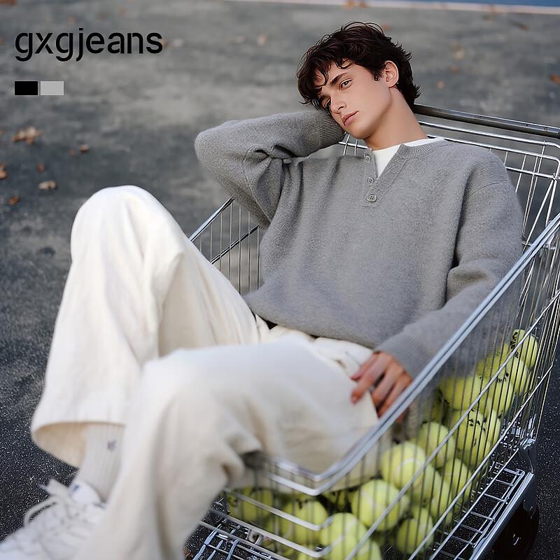 

gxg.jeans Men s Faux Layered Half-Placket Knit Sweater 170/M