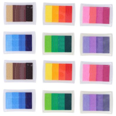12Pcs 4 Colors Gradient Ink Pad Set Colorful  Craft Card Gift Making Stamp Pads