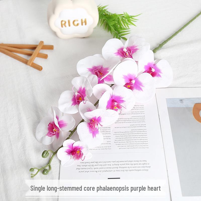 Long Stem 9-Head Phalaenopsis Orchid Artificial Floral Decoration for Weddings and Home