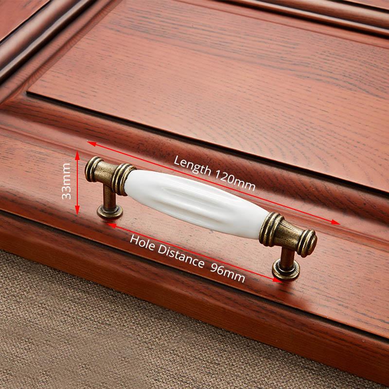 NAIERDI Antique Bronze Ceramic White Cabinet Handles Zinc Alloy Drawer knobs Wardrobe Door Handle European Furniture Hardware