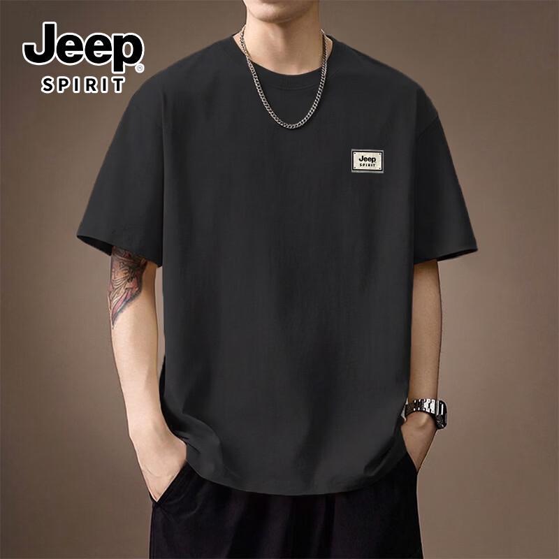 JEEP SPIRIT Men's Pure Cotton Short Sleeve Round Neck T-Shirt