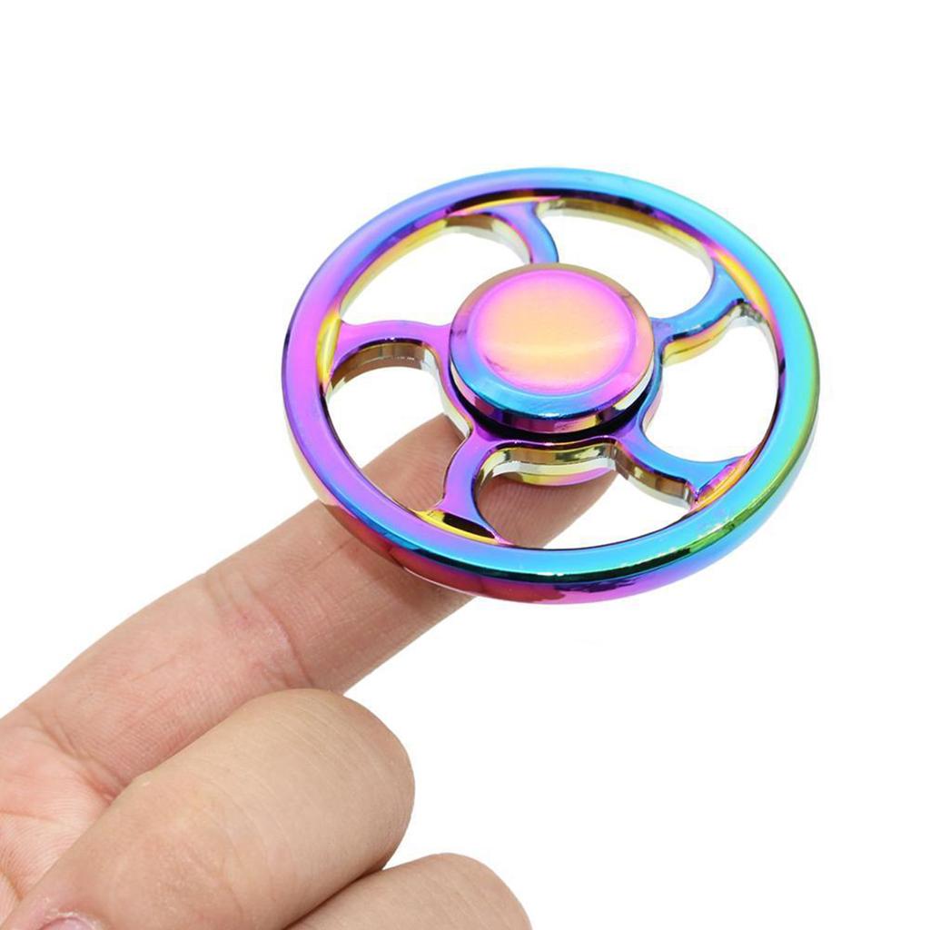 Regenbogen Farbe Aluminium Rad Runde Hand Finger Spinner Zappeln EDC Fokus Spielzeug Gyro