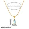Gold Plated Snake Chain Necklace with Teardrop Shaped Blue Stone Pendant Fashion Jewelry for Women