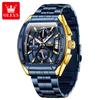 Men Watch Luxury Chronograph Quartz Watch Leather Waterproof Luminous Date Moon Phase Watches for Man Reloj