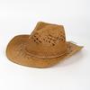 Hot-selling Hollowed-out Panama Straw Hat Women's Retro Straw Woven Western Cowboy Hat Men's Summer Sunscreen Beach Hat