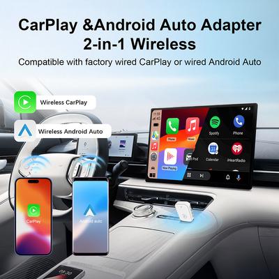 2in1 Kabelloser CarPlay Dongle Kabelloser Android Auto Adapter AI Smart Box Für Auto Mit Kabelgebundenem CarPlay Intelligente Fahrzeugsysteme