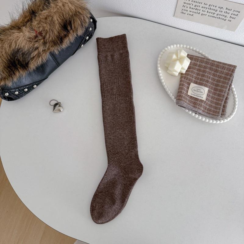 Sock Children's Calf Socks Slimming and Knee-length Cotton Stockings Pure Color Long Tube Pile-up Stockings