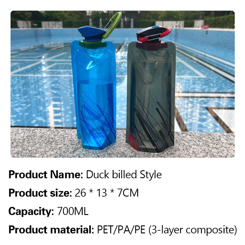 Faltbare Wasserflaschen Flexible Wiederverwendbare Reisetasche Weiche Flasche Wasserbeutel mit Karabinerclip