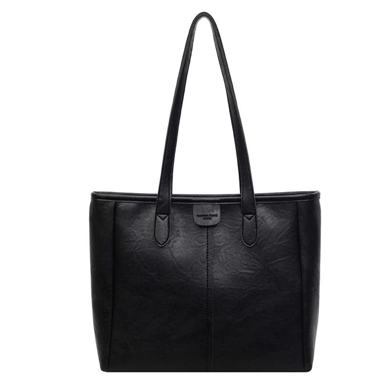 Vintage PU Leather Solid Color Shoulder Bags for Women Tote Bag 2026 Winter Luxury Designer Simple Handbags and Purses