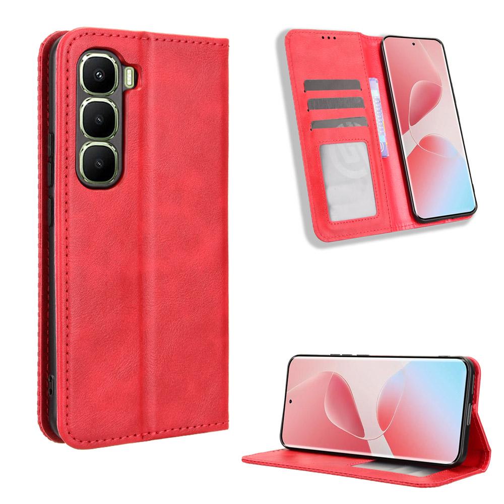Flip Cases für Infinix Hot 60 Pro+ Plus PU-Leder Ganzkörperschutz Stoßfest Langlebig Retro Handyhülle
