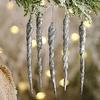 5pcs Winter Party Hanging Ornaments with Ice Icicle Design for Christmas Tree and Festive Indoor Outdoor Decoration