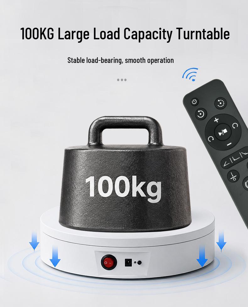 Cross-Border Electric Turntable: Remote-Controlled Rotating Display Stand for Live Broadcasts & E-commerce, 100KG Capacity