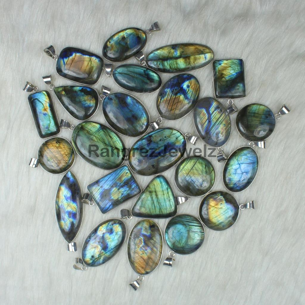Multi Labradorite Gemstone Pendant Jewelry Making For Silver Jewelry Supply Bulk Wholesale Bezel Pendant Jewelry Sterling Silver Necklace