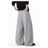 Mens Loose Draped Double Pleated Waist Straight Casual Long Trousers