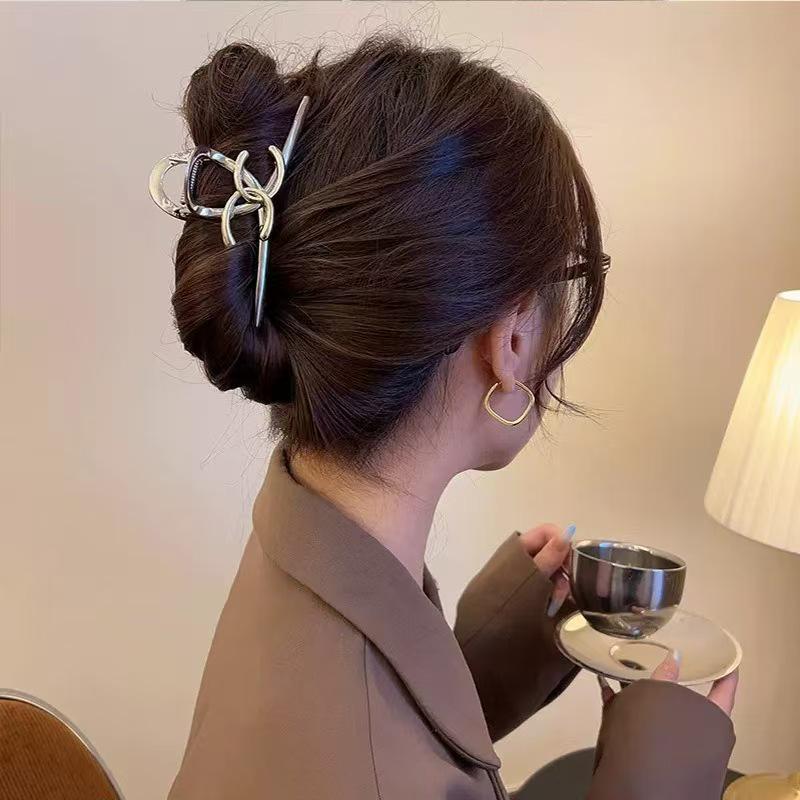 High-Quality Elegant Wheat Ear Hair Clip - Large Metal Claw for Buns