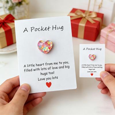 Pocket Hug Heart with Greeting Cards, Little Heart Pocket Hug Token, Long Distance Relationship Gifts, Thinking of You Xmas Gift