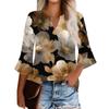 Women's Casual Fashion Floral Printed Cropped Sleeve Round Neck Top