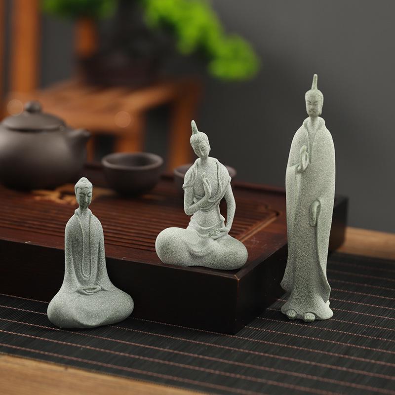 Qing Sha Shi Zen Kuzey Wei Budist Heykeli: Bonsai veya Mikro Peyzaj için Yaratıcı Taş Oymalı Süs.