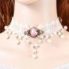 Lace Necklace Pearl  Pendant False Collar Wedding Jewelry Sets    for Women