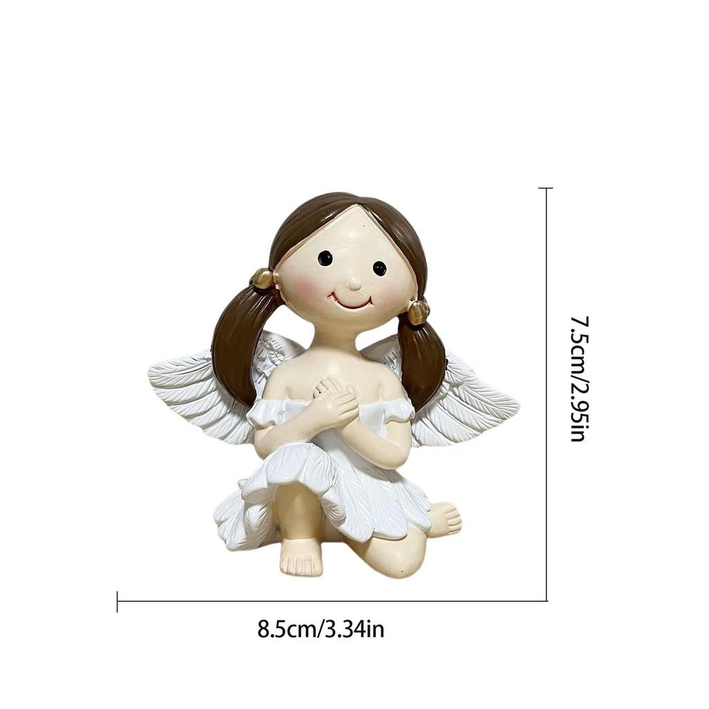Engelsmädchen Harzstatue, Ästhetische Heim-Schreibtisch-Dekorfigurine, Trendiges Geschenk für Schwester Freundin