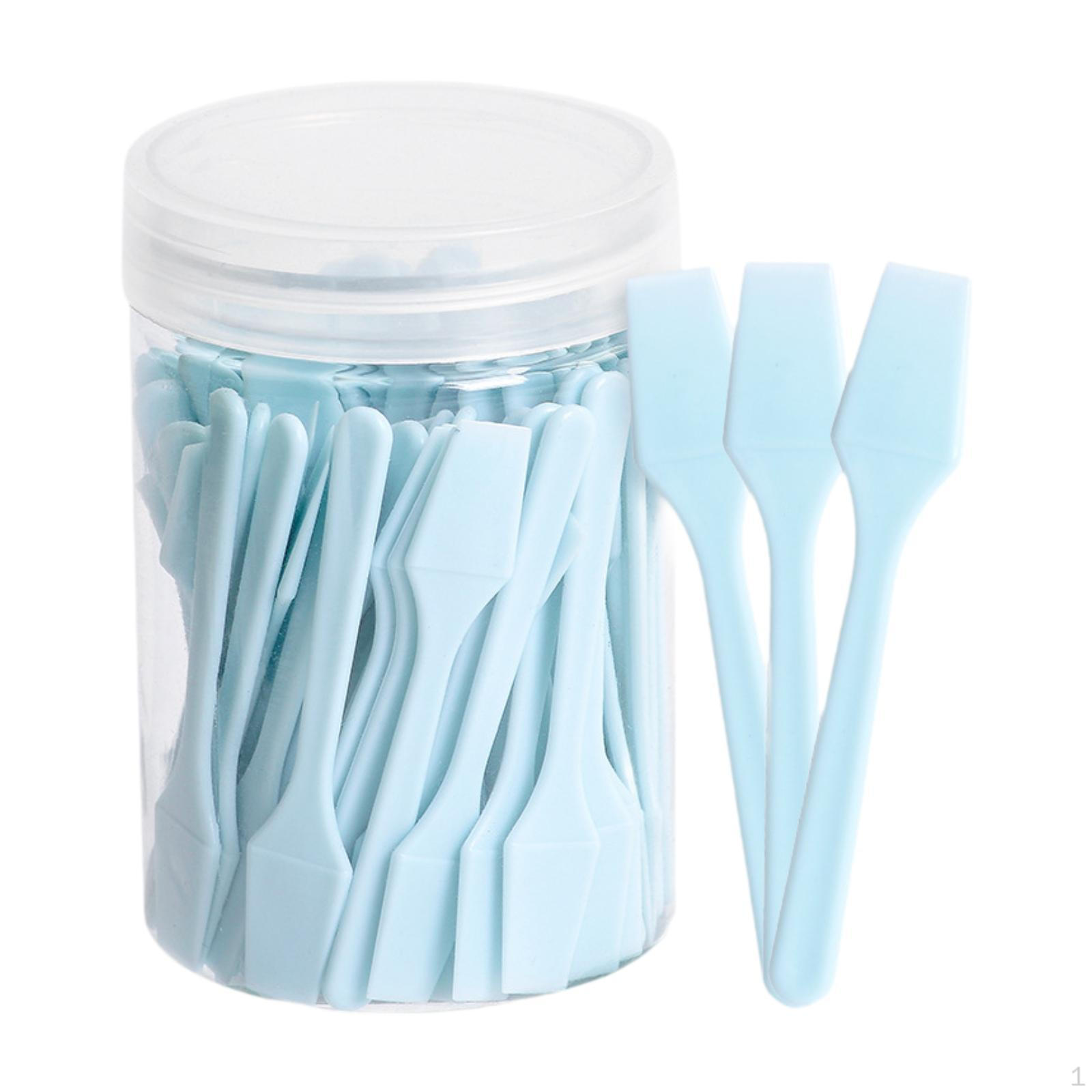 

100 Pieces Makeup Spatulas Foundation Mixing Tool Cosmetic Spade Reusable Easy Clean небесно-голубой