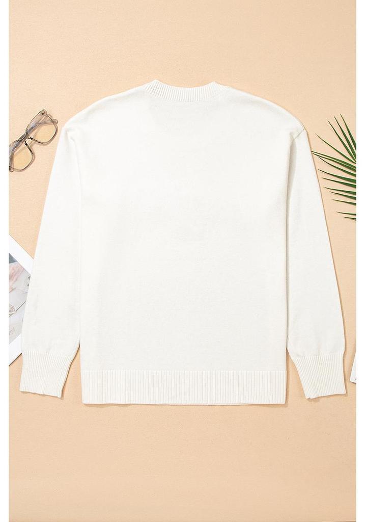 2025 Winter Women's Pullover: European & American Style, Round Neck, Letter Print, Loose Long Sleeve Sweater.