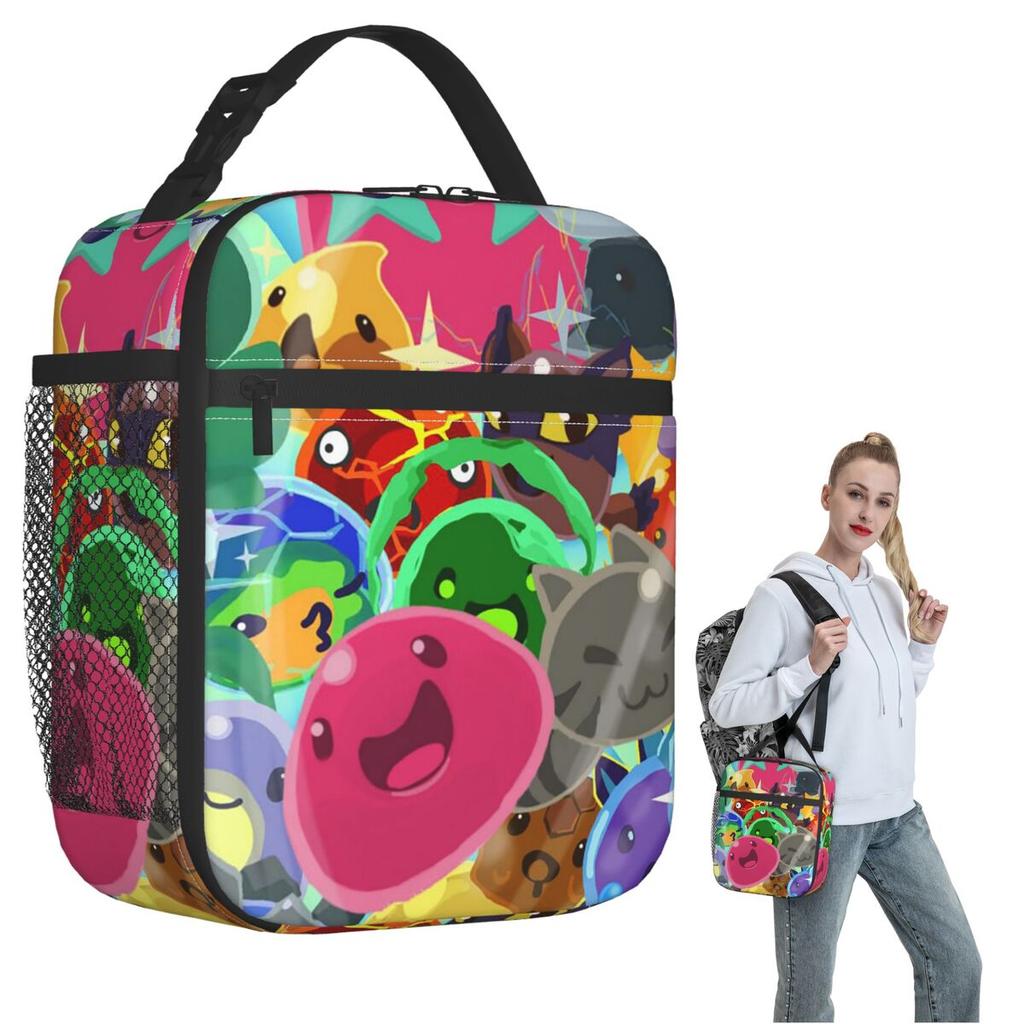 Slime Rancher Cartoon Game Anime Cute Insulated Lunch Bag for Women Kids Portable Food Boxes Thermal Lunch Box Tote