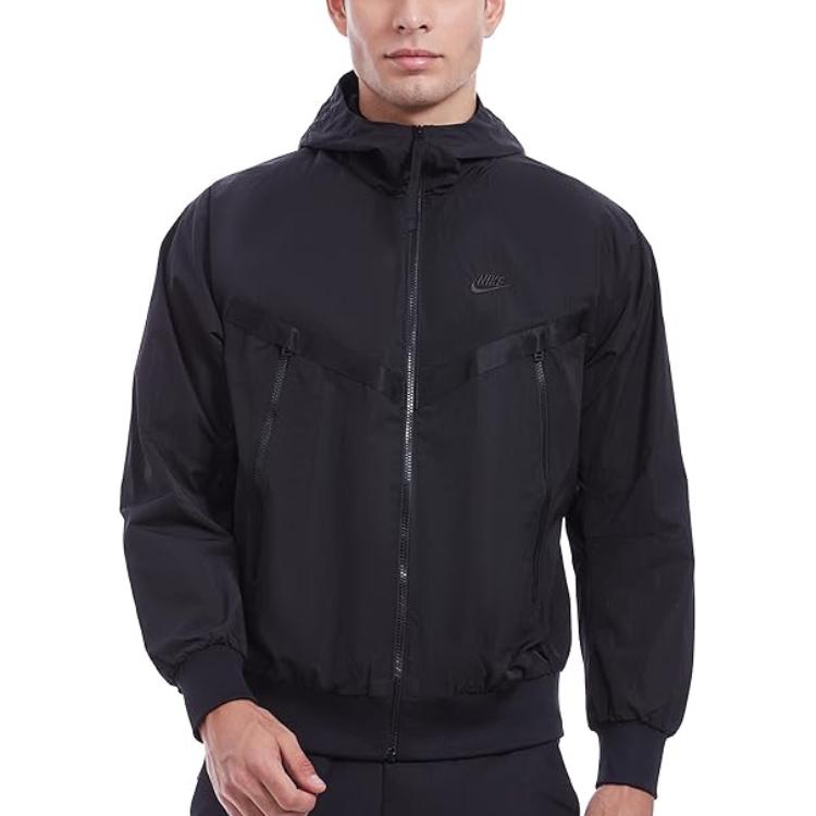 Nike Solid Color Hooded Long Sleeve Zipper Loose Jacket Men jackets Black DA7355-010