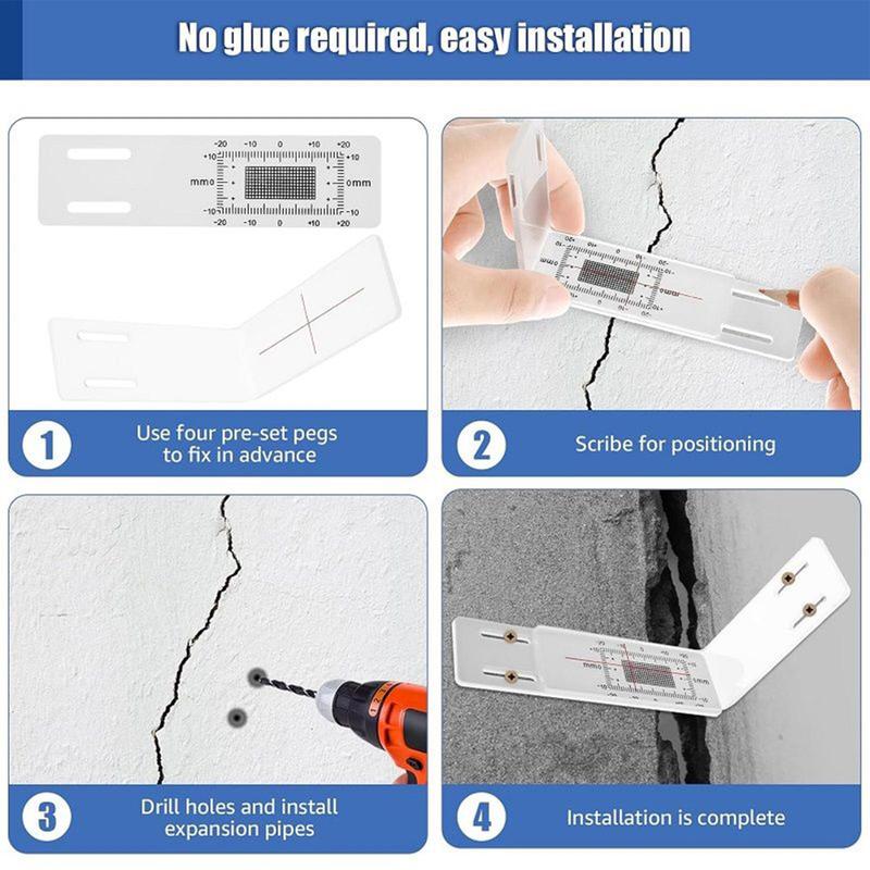 L Shape Acrylic Ruler Crack Monitoring Record for Detection Tracking Building Internal External Wall Crack Monitoring Tool