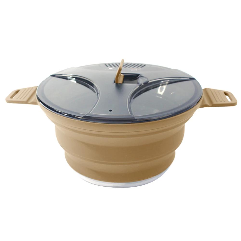 Silicone Folding Camping Kettle Pan Pot Portable Collapsible Heat Resistant Cookware Pot Food Grade for Outdoor Hiking Picnic