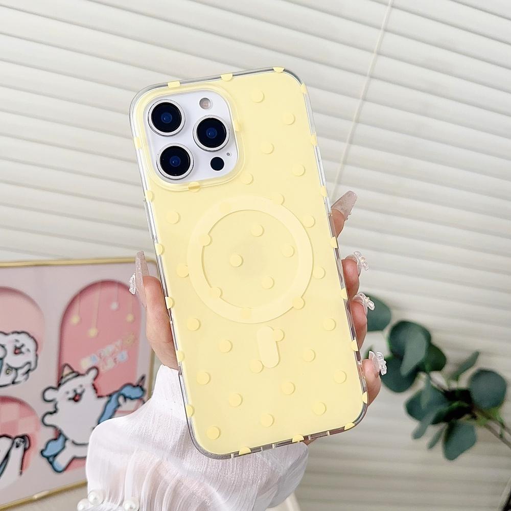 Transparent Candy Colored Polka Dot Hard TPU For Magsafe Phone Case For iPhone 16 14 Pro Max 15 13 Wireless Charge Bumper Cover